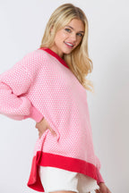 Pink & Red Cable Sweater