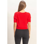 Bright Red Cropped Cardigan