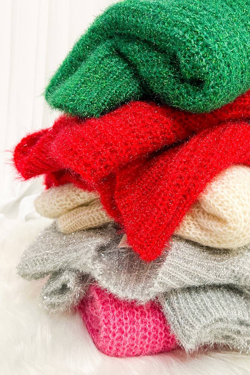 Glitter Mock Neck Knitted Sweater