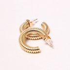 14K Gold-Dipped Textured Hoops