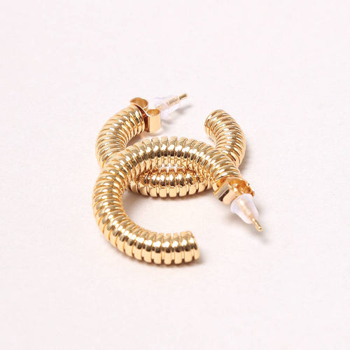 14K Gold-Dipped Textured Hoops
