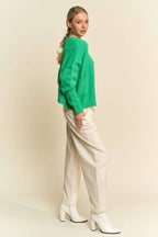 SOLID LONG SLEEVE LOOSE FIT POCKETS CARDIGAN: BUBBLE PINK, S