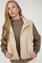 QUILTED PUFFER VEST: MOCHA