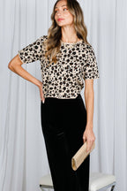 Leopard Print Short Sleeve Sweater