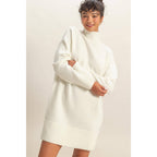 High Neck Sweater Mini Dress: Red