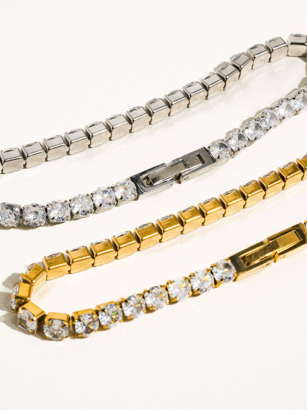 René Non-Tarnish Rhinestone Dressy Bracelet: Yellow Gold