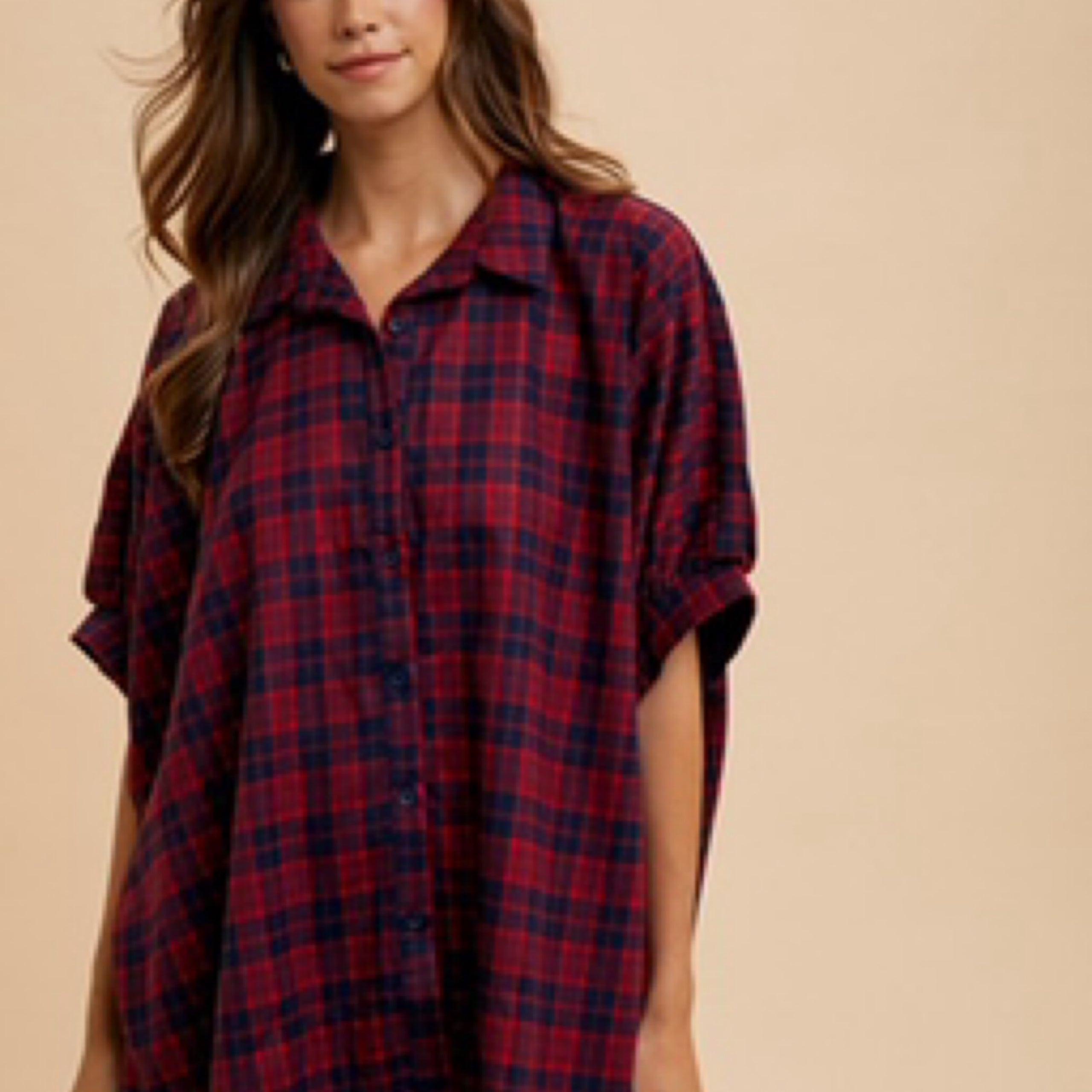 Red Navy plaid top