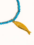 Blue 18K Gold Non-Tarnish Fish Necklace