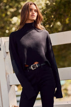 Ribbed Knit Cropped Turtleneck Sweater