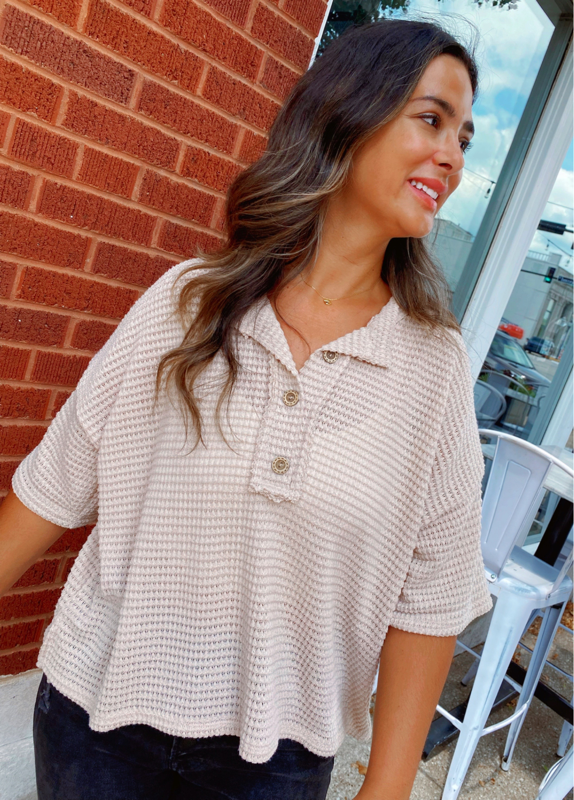 Taupe Waffle Top
