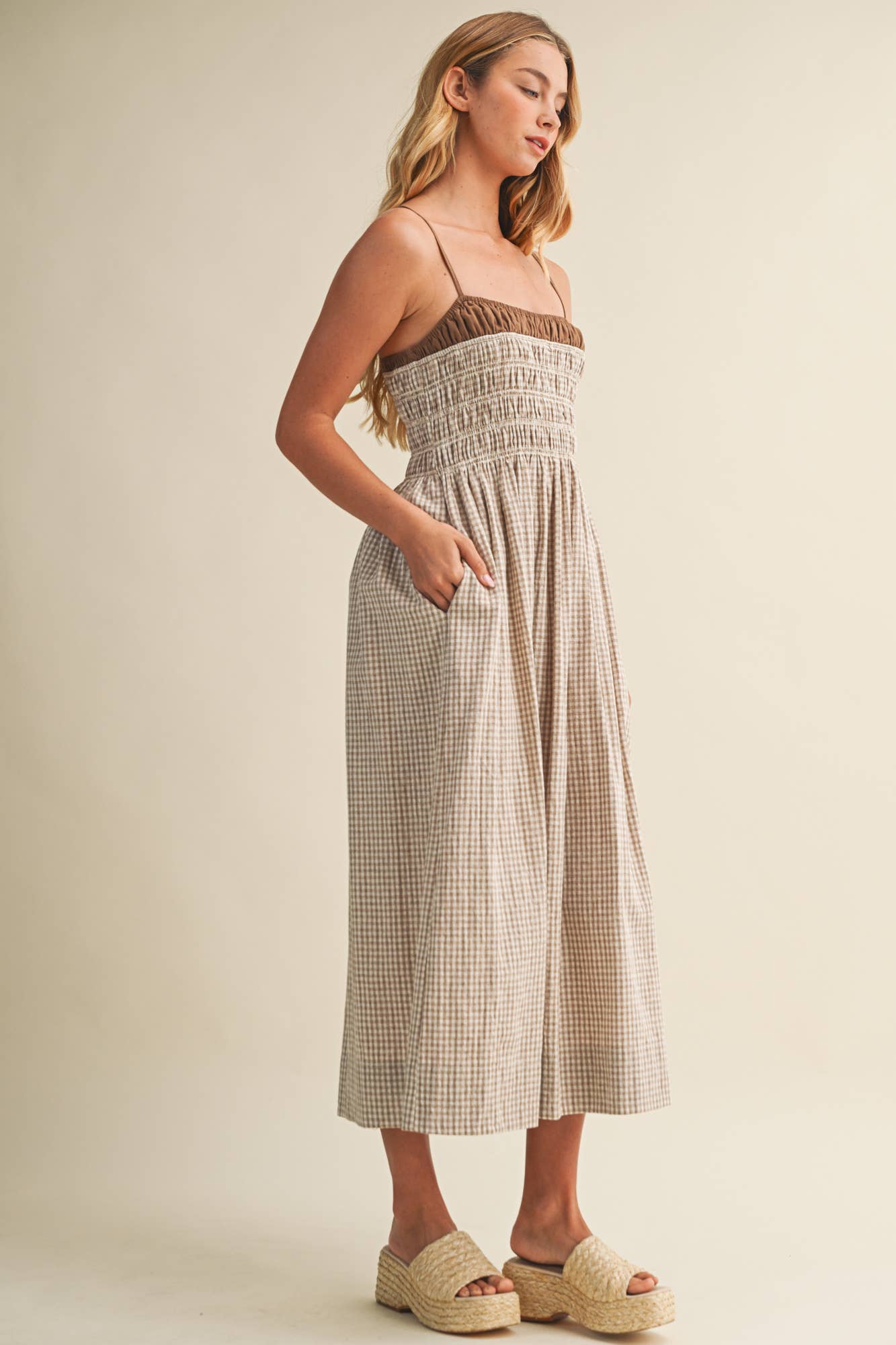GINGHAM DRESS: COCONUT SHELL