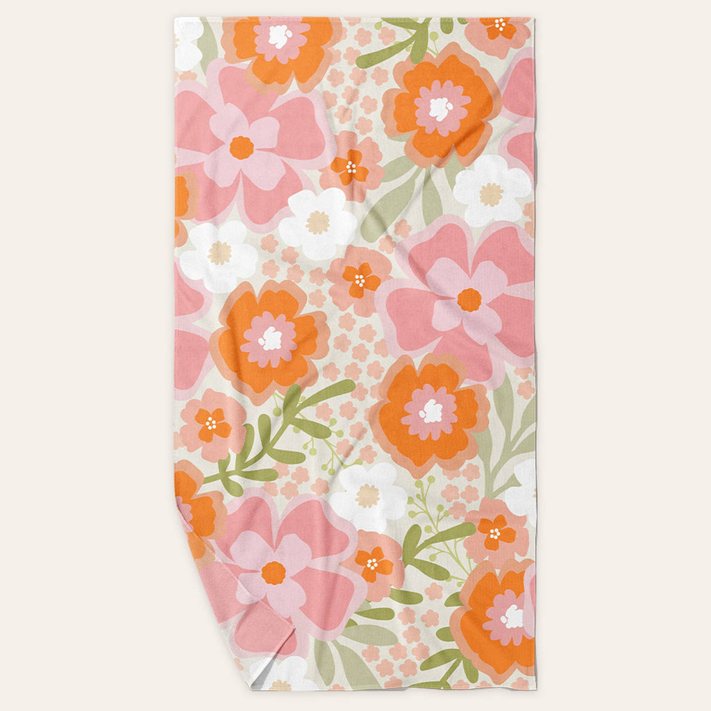 XL Quick-Dry Beach Towel- Pink Orange