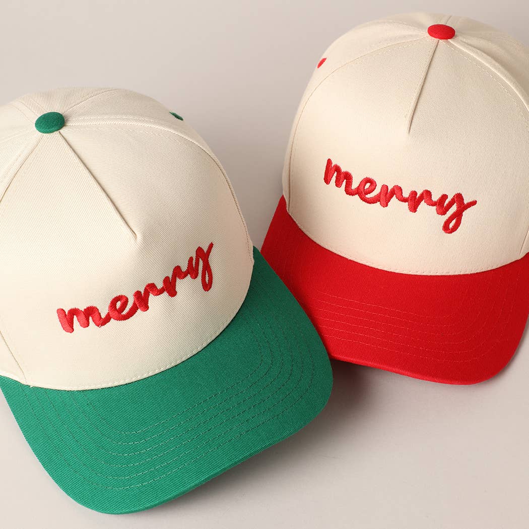 Merry embroidery hat