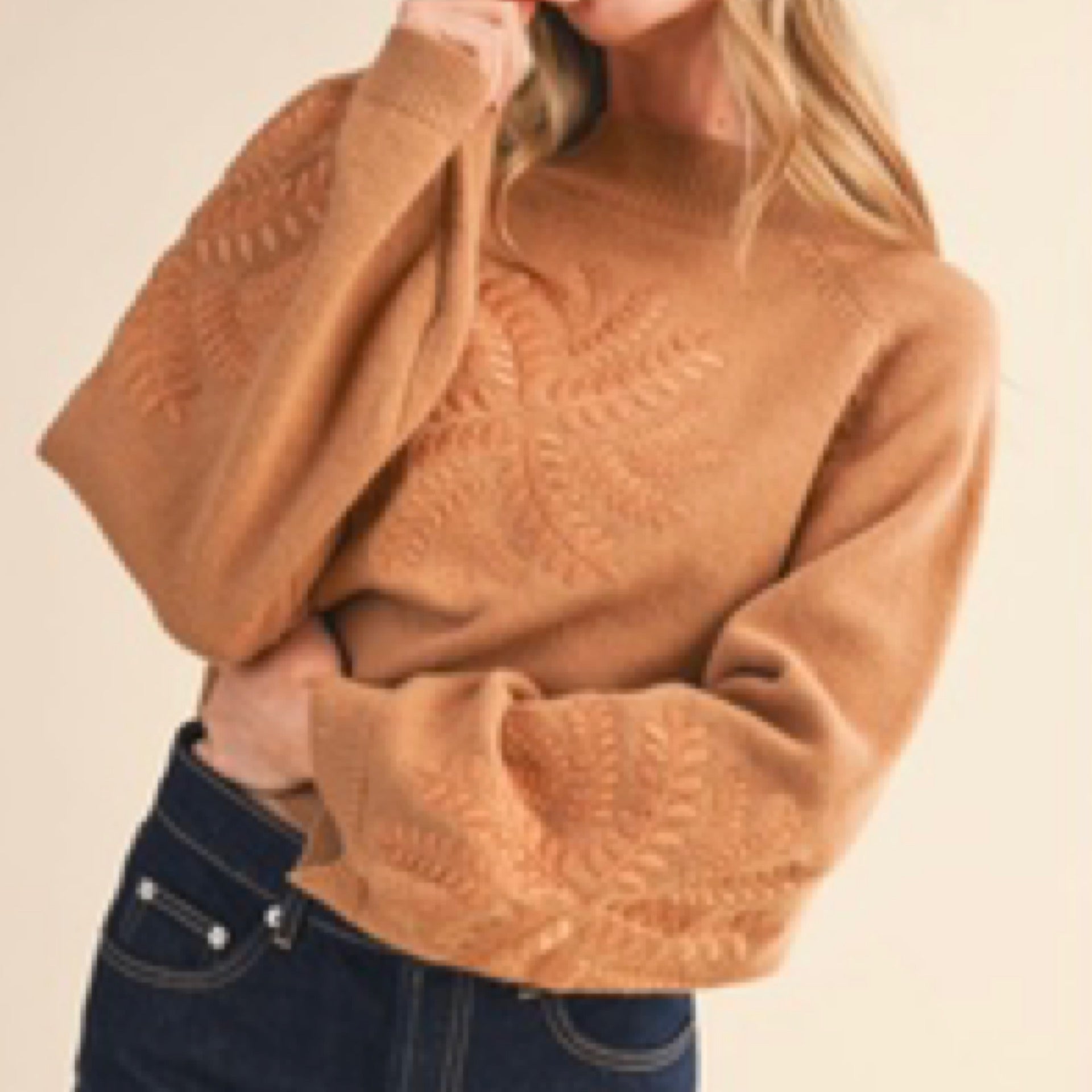 Mock Neck Embroidered Sweater