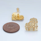 Baguette CZ Heart studs