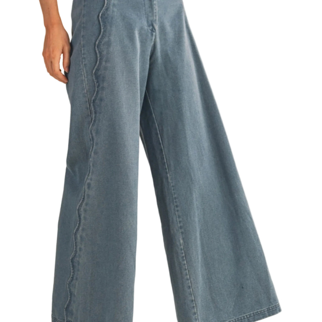 Scalloped Wide Leg Jeans