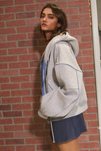 Contrast Seam Jacket ASH GREY/BLUE