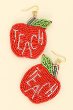 Teach Bead Apple Earrings
