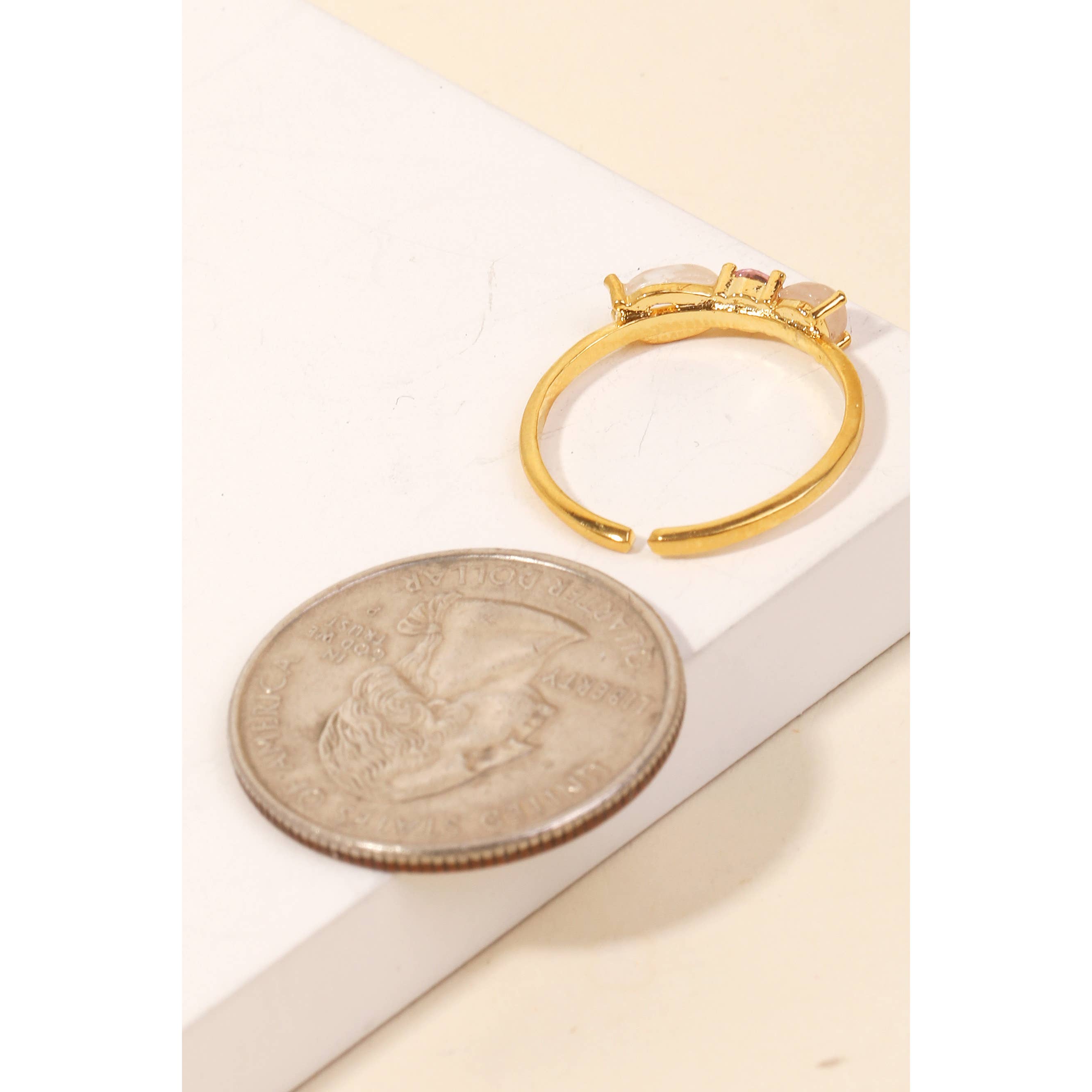 Triple Stud Metallic Band Ring: GN