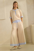 Gingham Ivory  Top And Pants Set