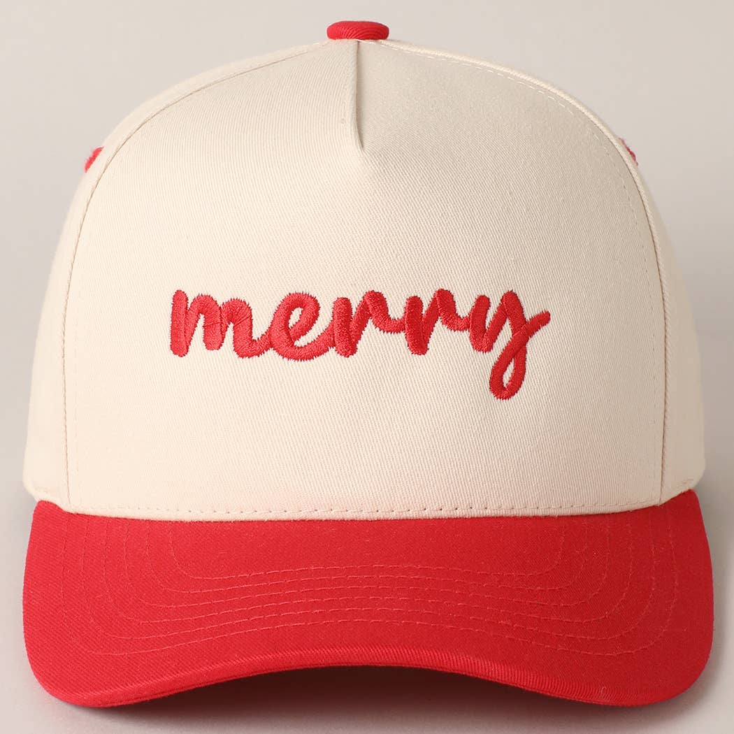 Merry embroidery hat