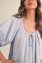 GINGHAM ROMPER: BABY BLUE