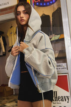 Contrast Seam Jacket ASH GREY/BLUE