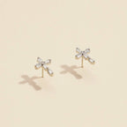 CZ Cross Gold Dip Stud Earrings: Gold, One, 4DE38057