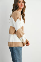 Trendy Checkered Sweater -TAUPE / IVORY