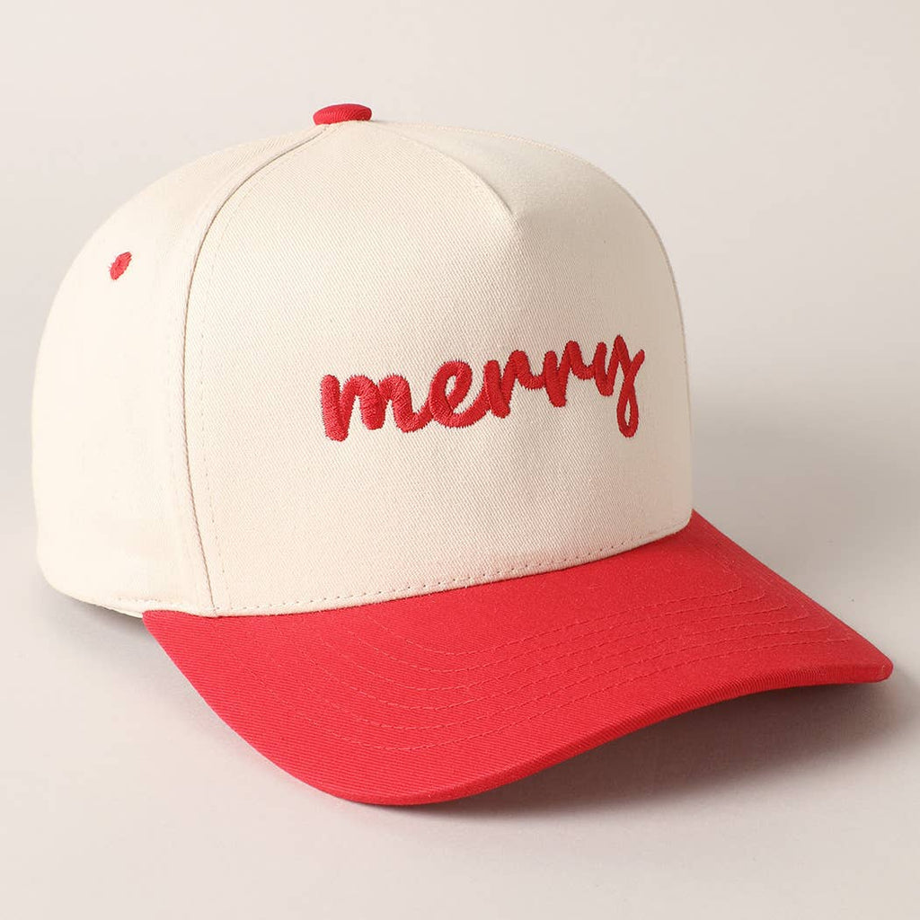 Merry embroidery hat