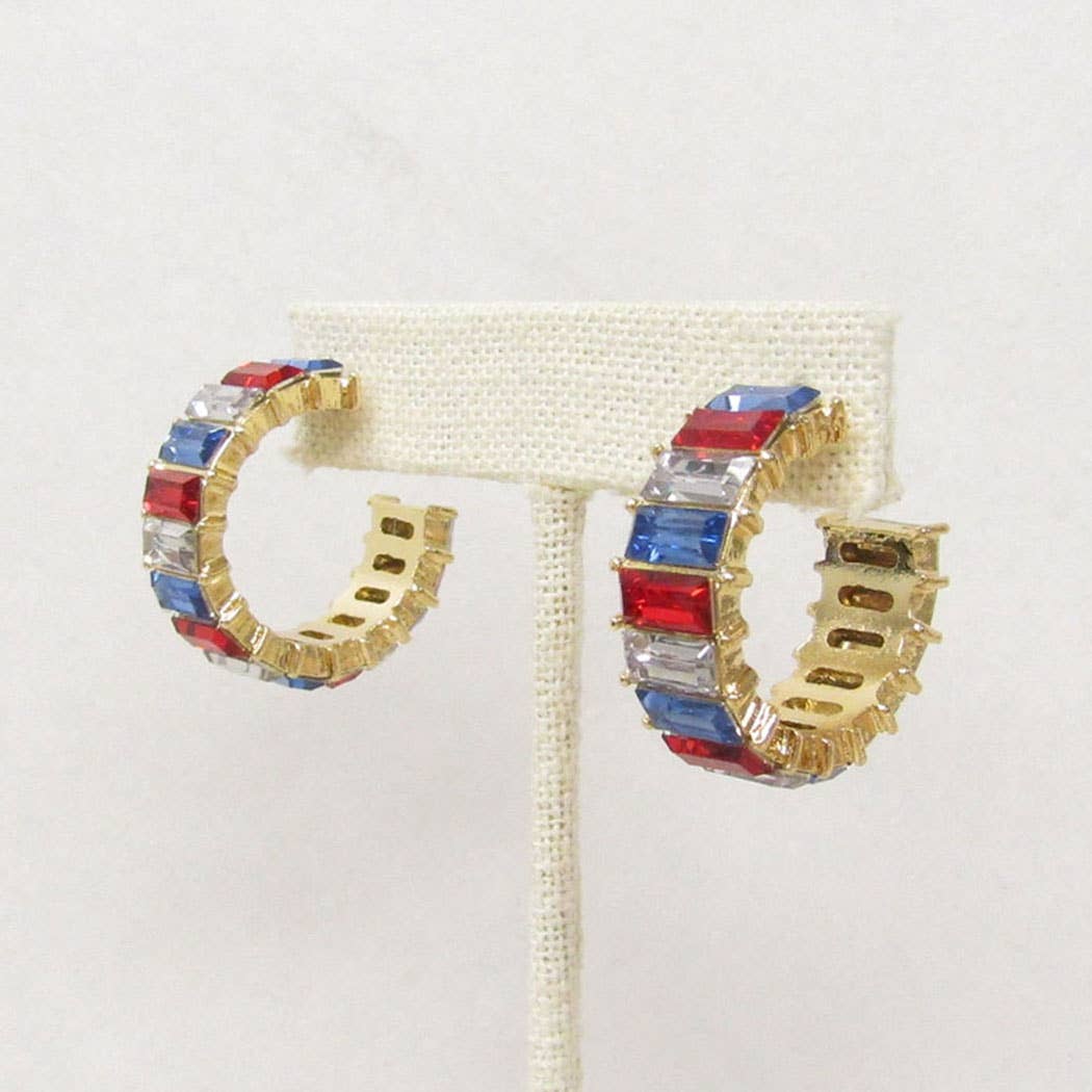 Colorful CZ Hoop Stud Earrings : OMG, ONE SIZE