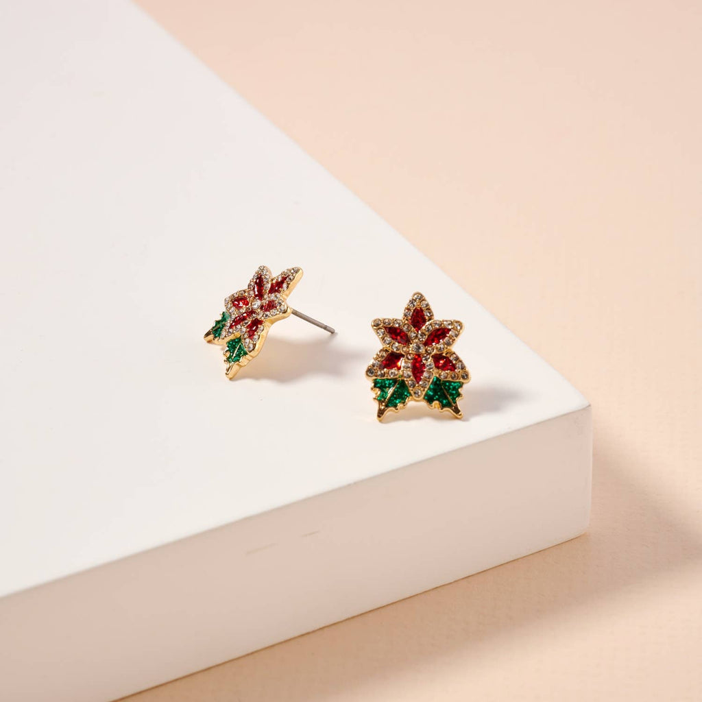Christmas Holly Studs