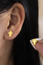 Tarnish Free Gold Cross Studs