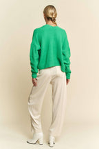 SOLID LONG SLEEVE LOOSE FIT POCKETS CARDIGAN: BUBBLE PINK, S
