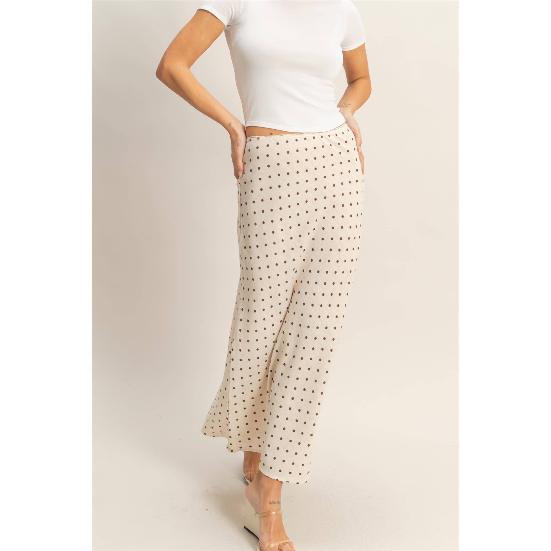 Polka Dot A-Line Skirt Set: OATMEAL