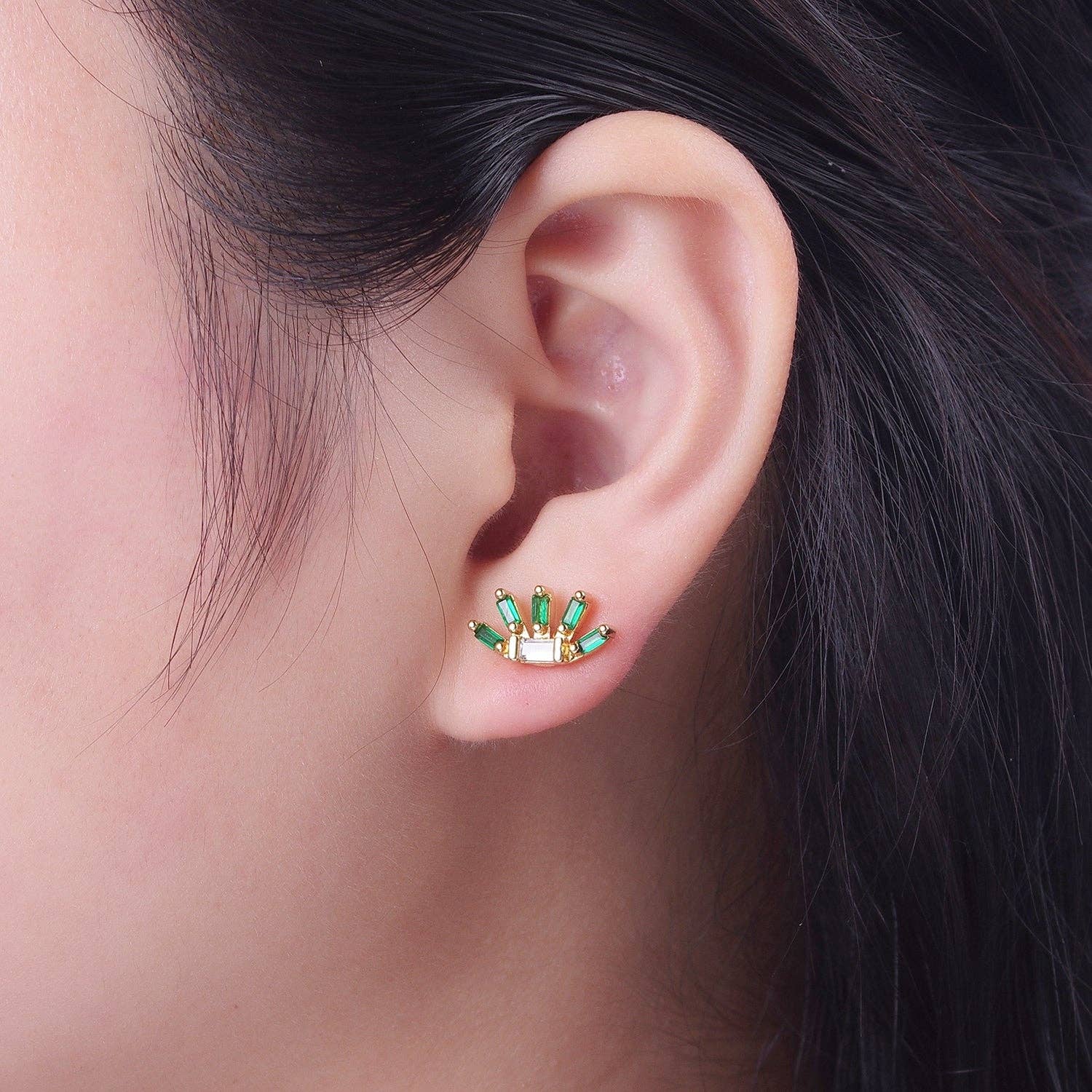 24K Gold Filled Green Flower Studs
