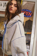 Contrast Seam Jacket ASH GREY/BLUE