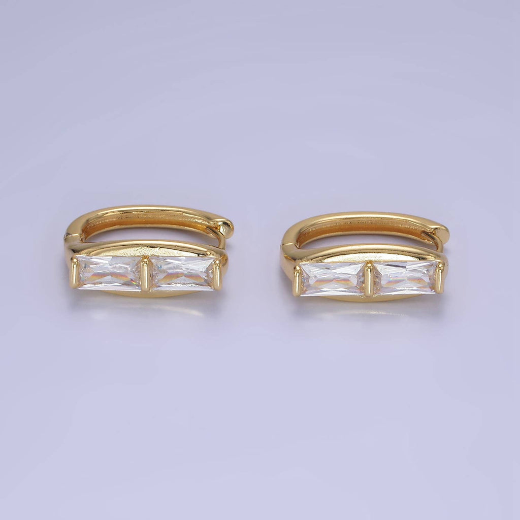 14K Gold Filled Clear CZ Baguettes