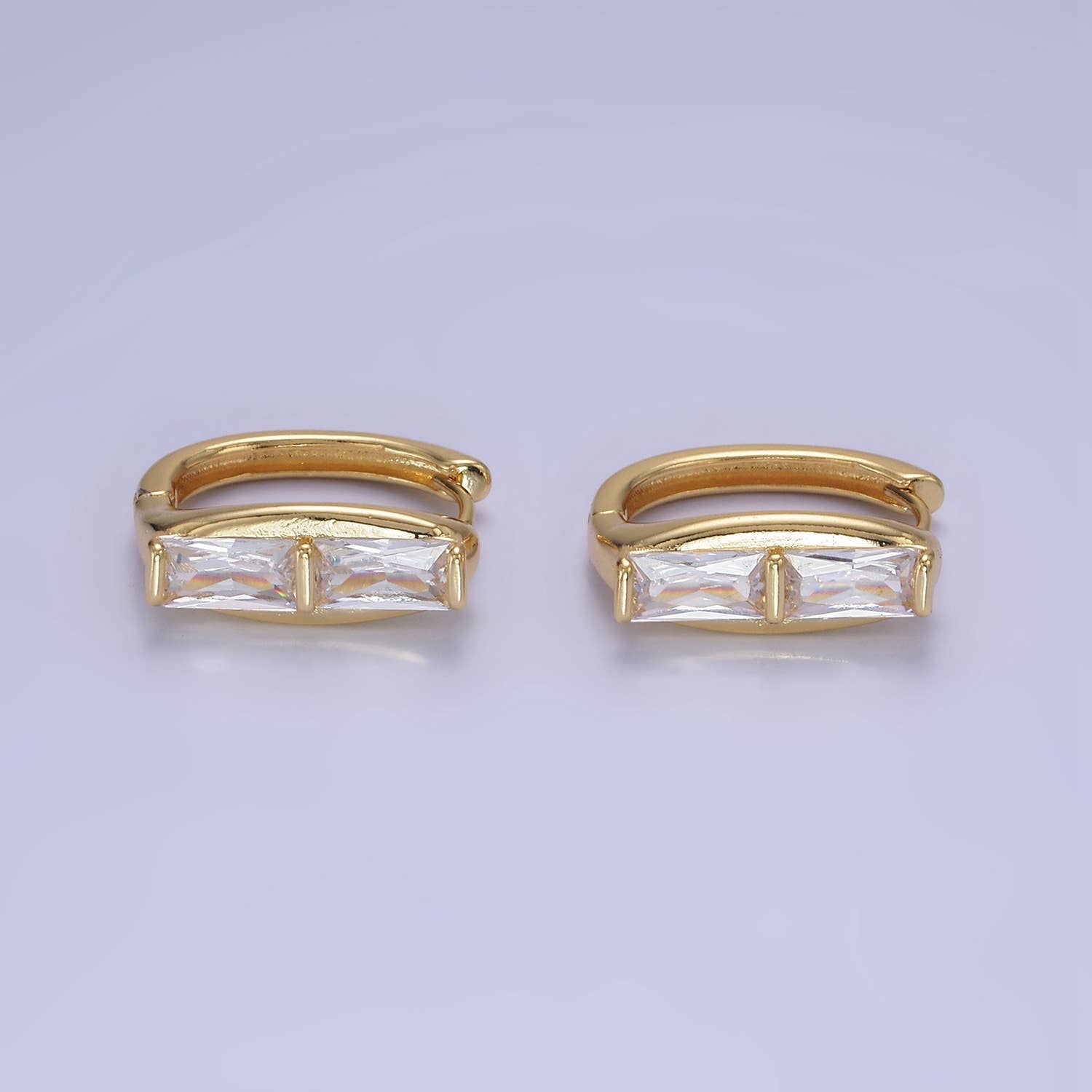 14K Gold Filled Clear CZ Baguettes