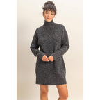 High Neck Sweater Mini Dress: Red