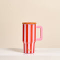 Sicily Stripes Pink 20 oz Flip Straw Tumbler