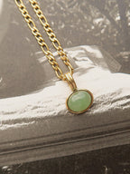 Non-Tarnish Green Stone Necklace
