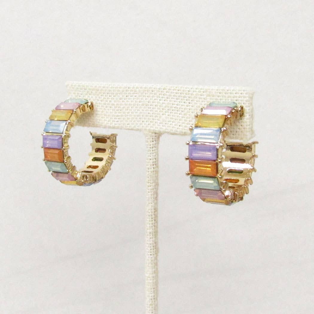 Colorful CZ Hoop Stud Earrings : OMG, ONE SIZE