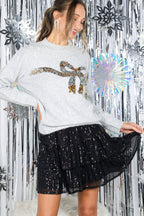 Sparkling Bow Sequin Sweater