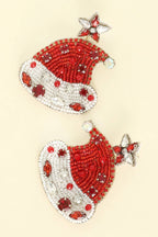 Stone Santa Clause Hat Earrings