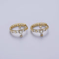 Gold CZ Cross Hoops