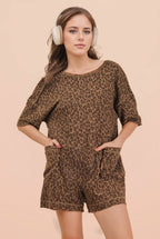 Leopard Knit Comfy Romper