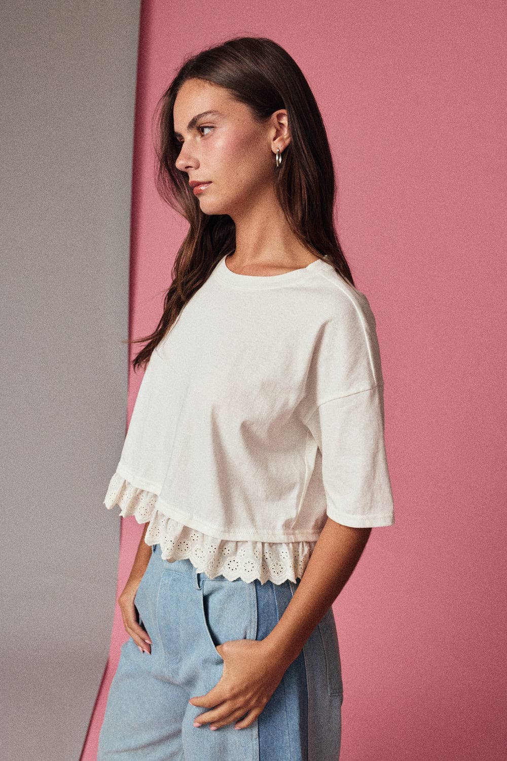 Precious Eyelet Hem Knit Top