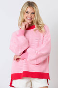 Pink & Red Cable Sweater
