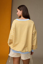 Striped Relaxed Fit Pullover: Yellow